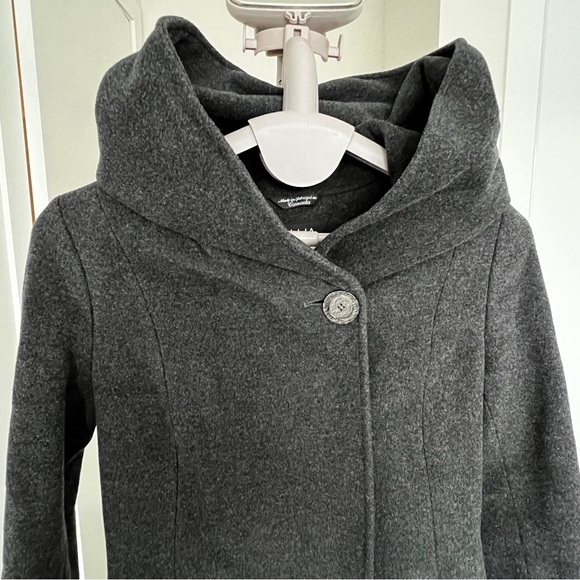 LIKE NEW! Mallia Wool & Cashmere Blend A-Line Coat w/ Hood - Charcoal Gray - Picture 2 of 14